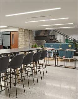 Communal table in a shared office